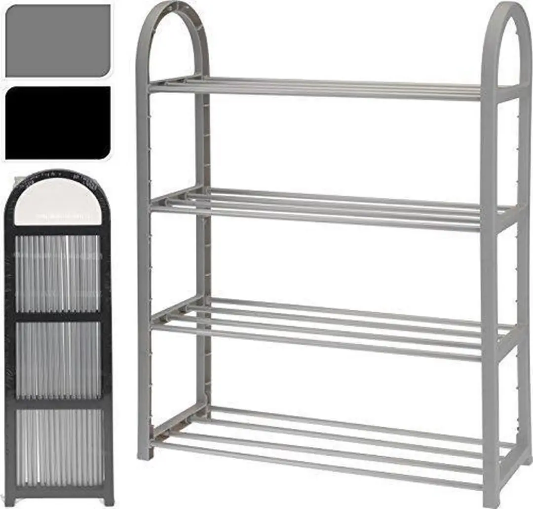 Koopman Schoenenrek 4-laags 50x65cm - 16 Paren - Zilver/Zwart