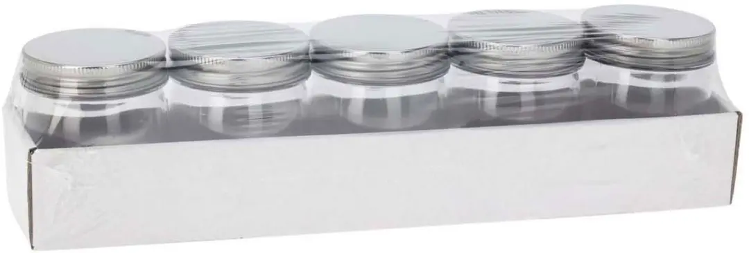 Opbergpotjes speelgoed set met deksel multicolor 9x7cm 5 stuks.