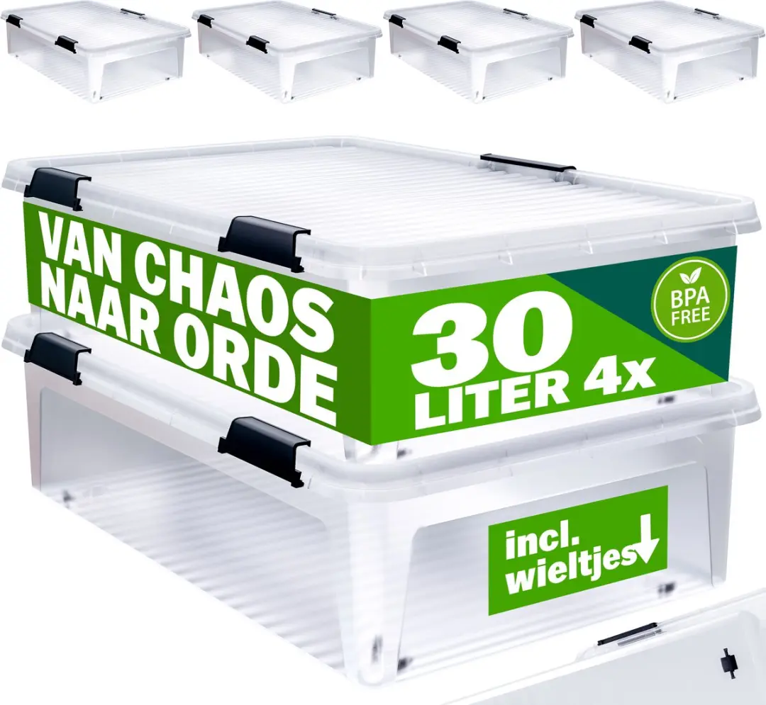 Deuba Opbergbox Set 4x30L Transparant