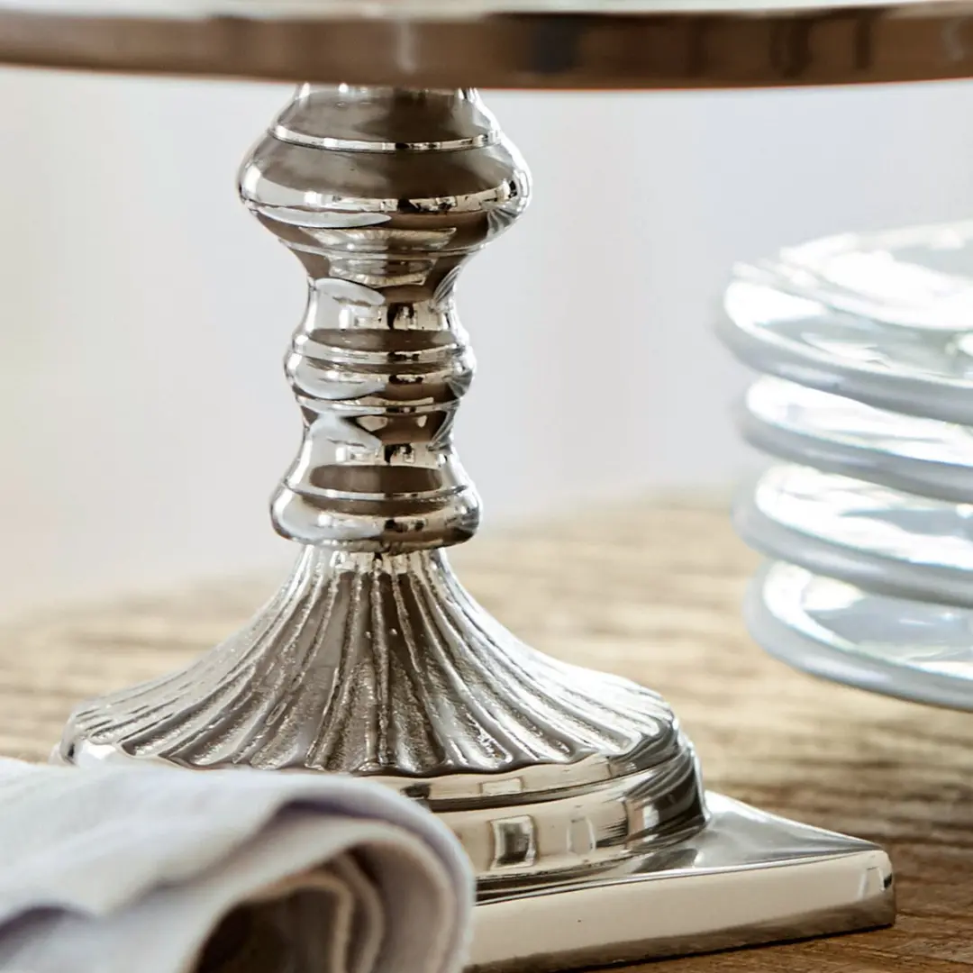 Loberon Glazen Stolp met Plateau Mine - 29cm - Zilverkleurig/Heldere Glas - afbeelding 3 van 4