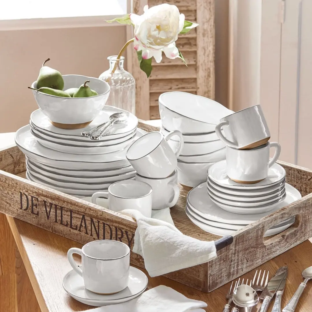 Loberon Biarré Servies 30-delig - Wit - afbeelding 3 van 6
