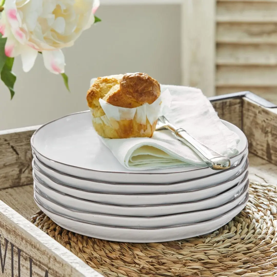 Loberon Biarré Dessertbordjes - 6 Stuks - Wit