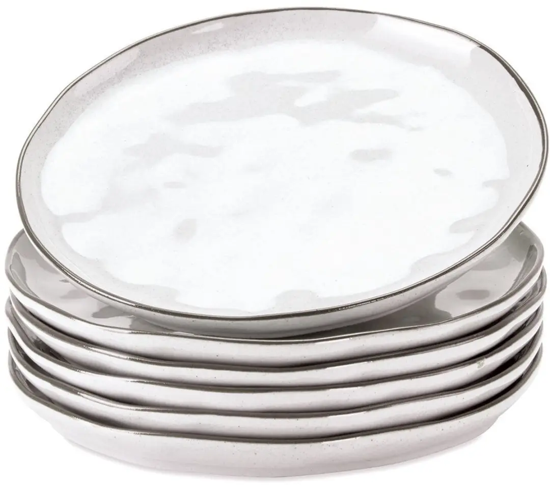 Loberon Biarré Dessertbordjes - 6 Stuks - Wit