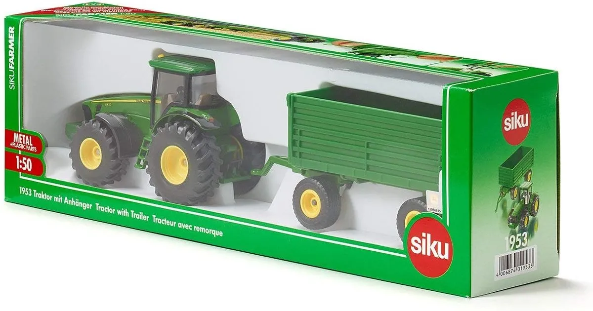 SIKU 1953 John Deere Tractor met Hanger 1:50 - Groen/Geel