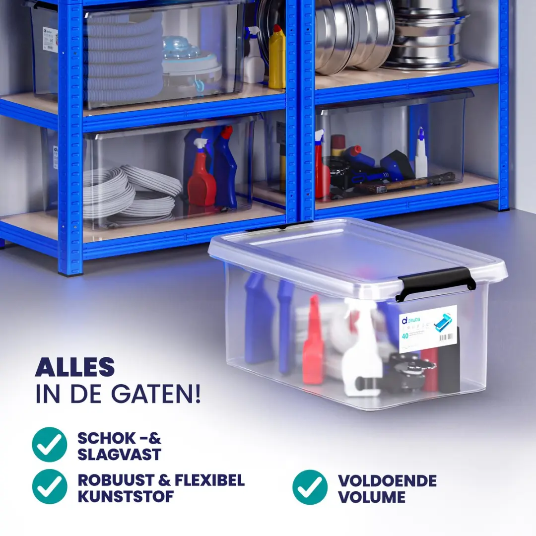 Deuba Opbergox Set 8 Stuks 40L Transparant - afbeelding 6 van 6