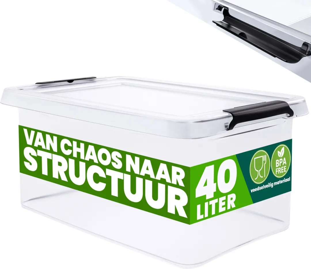 Deuba Opbergox Set 8 Stuks 40L Transparant - afbeelding 3 van 6
