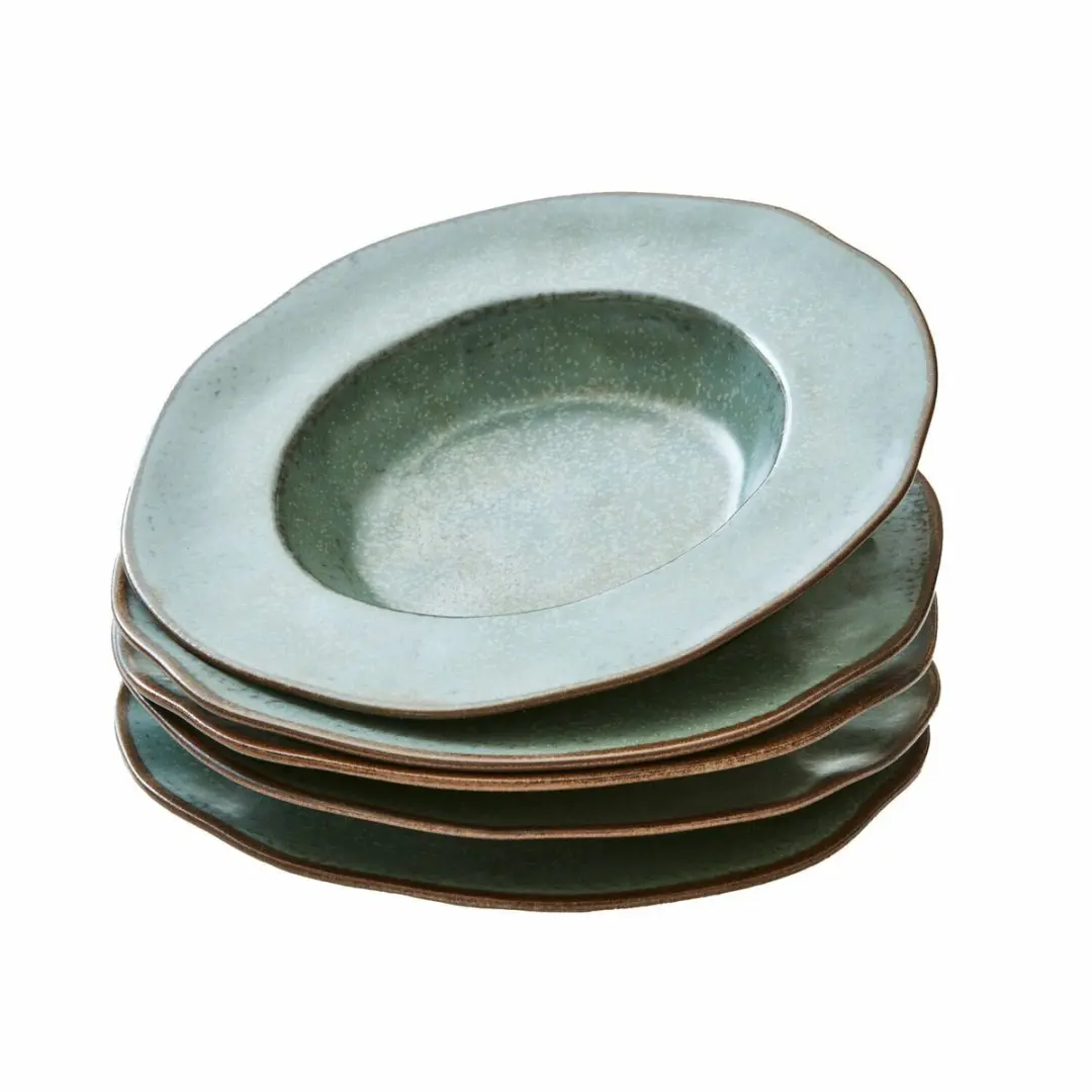 Loberon Soepbordset 6-delig Biarré Turquoise/Bruin