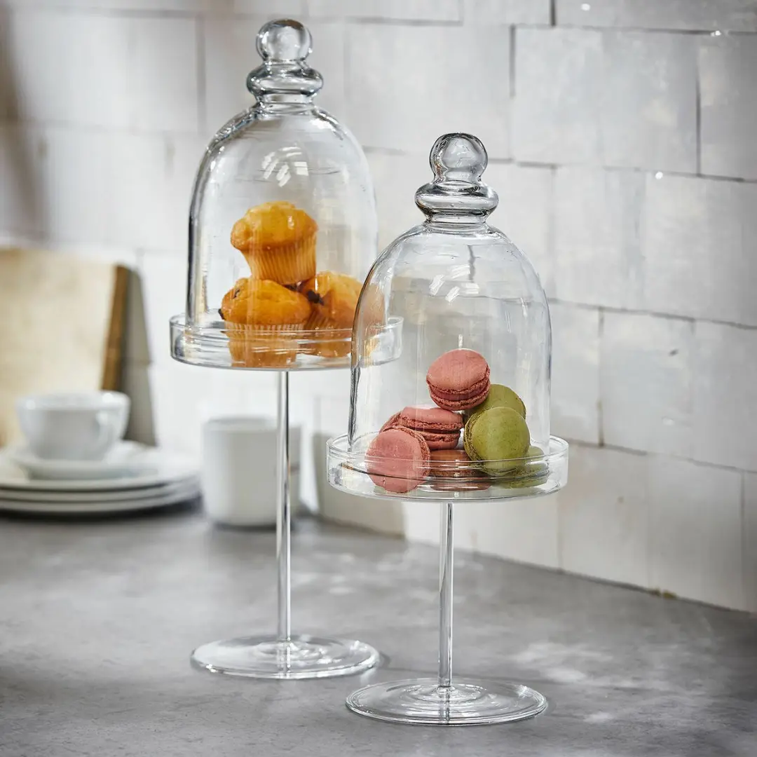 Loberon Glazen Stolp Set 2x Ø15cm - Heldere Kleur - afbeelding 2 van 4