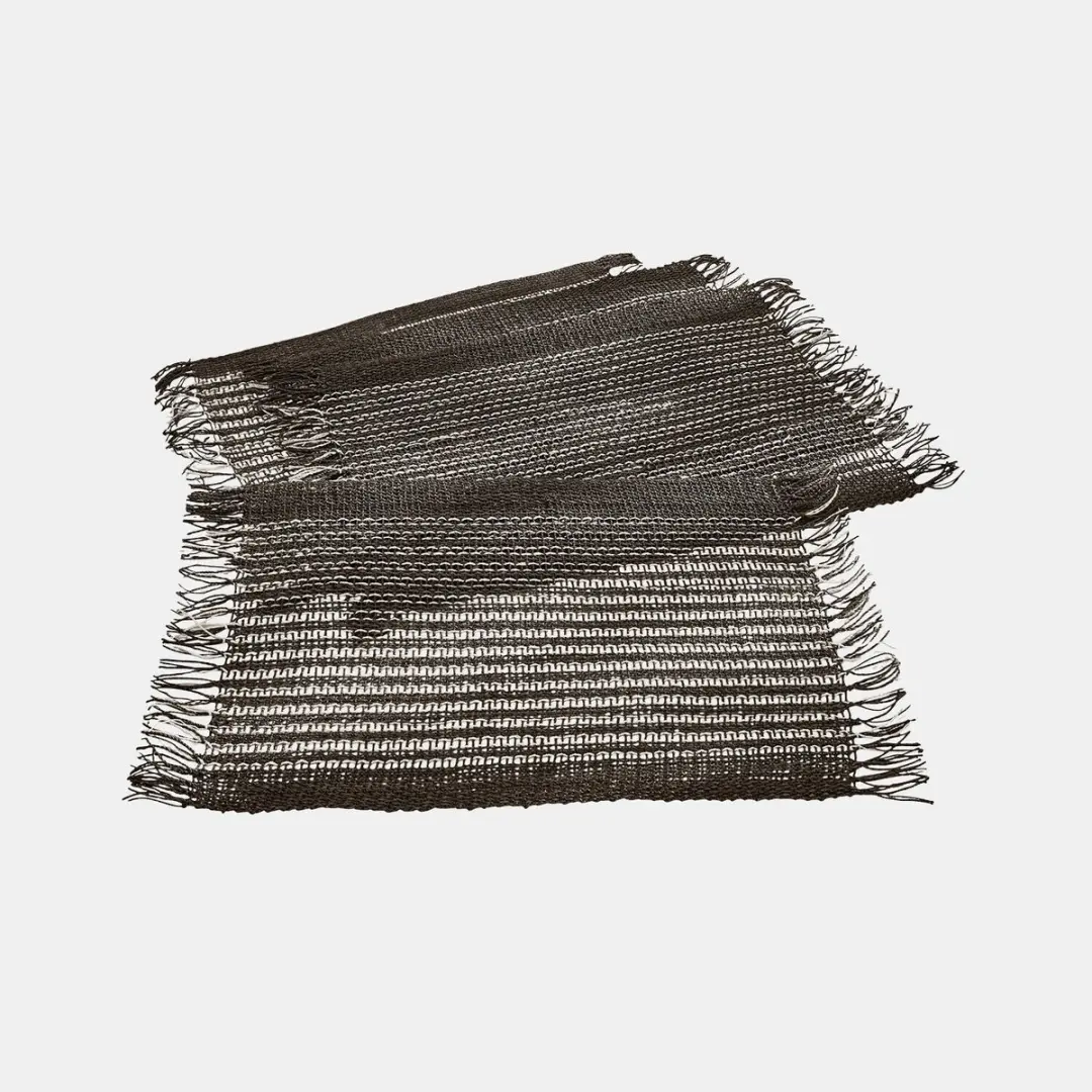 Loberon Tarevo Placemat Set - 4 Stuks Zwart/Wit