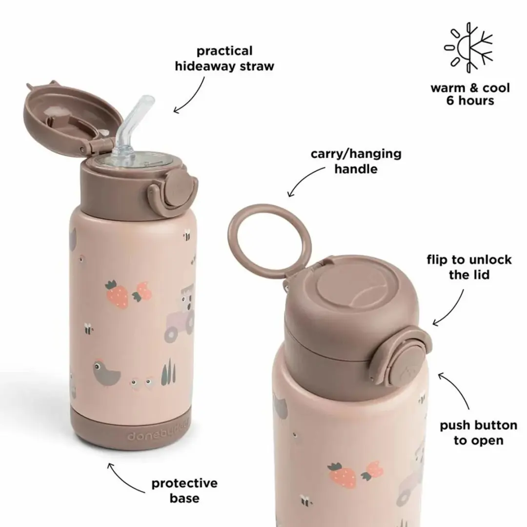Done By Deer Thermos Drinkfles 340ml - Roze