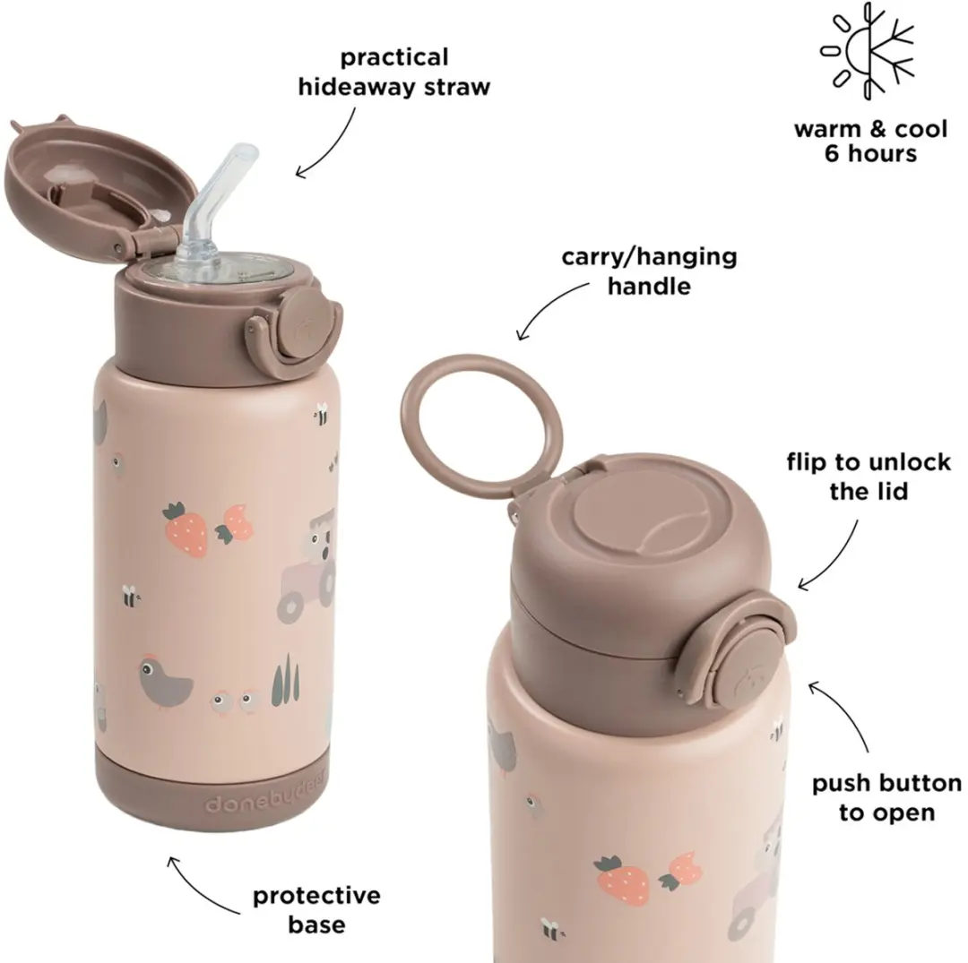 Done By Deer Thermos Drinkfles 340ml - Roze
