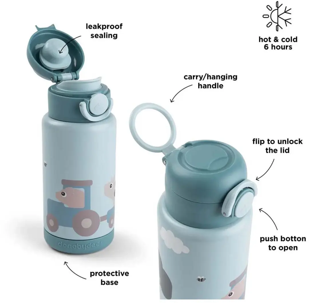 Done by Deer Tiny Farm Thermosfles 340ml - Blauw