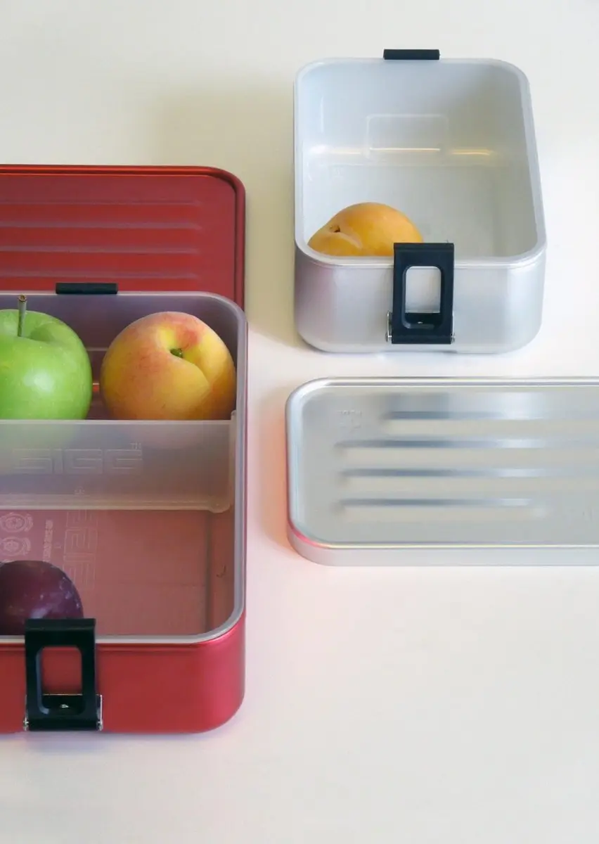 Sigg Metal Food Box Plus Large 1.4L Lunchbox - 3-delig - Grijs - afbeelding 6 van 6