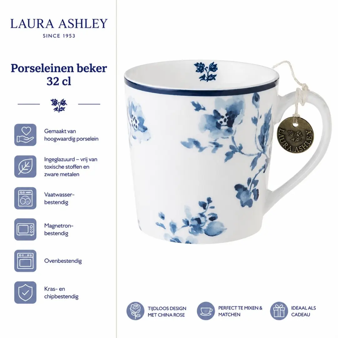 Laura Ashley Blueprint Beker 32cl - China Rose