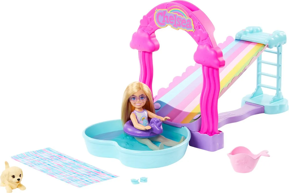 Barbie Chelsea Regenboogwaterglijbaan HTK39