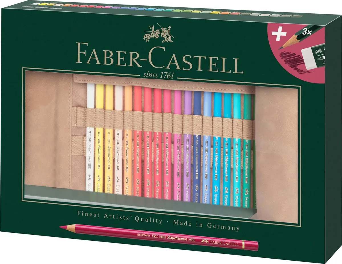Faber-Castell Polychromos 34 Stuks - 30 Kleuren Roletui - afbeelding 6 van 6