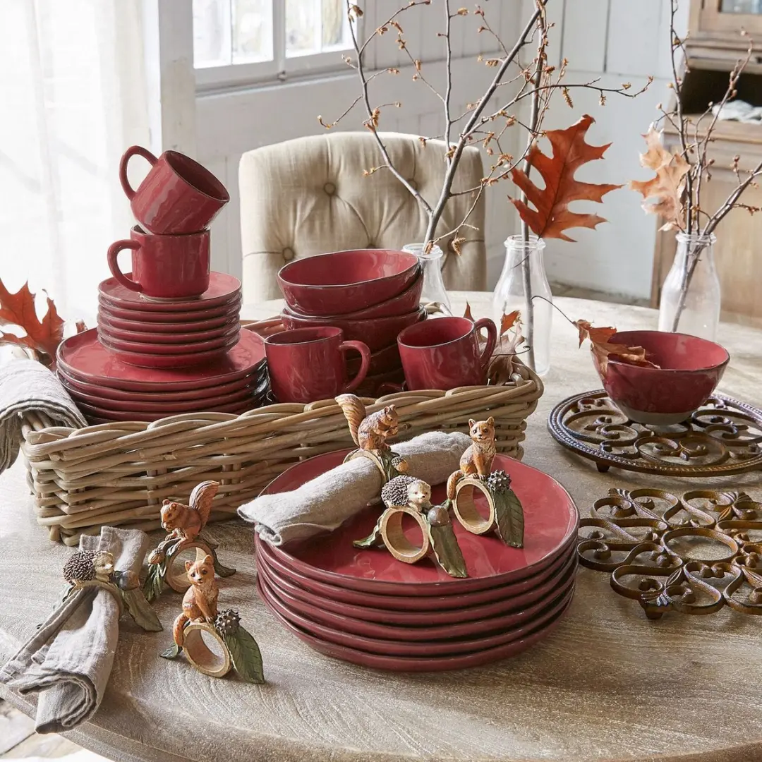 Loberon Biarré Rood Servies Set 30-delig
