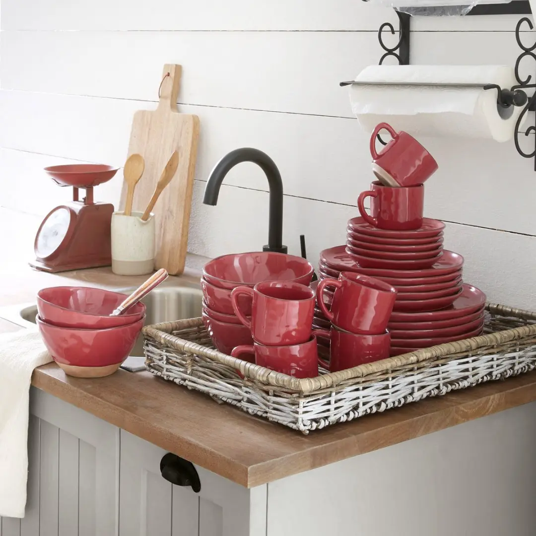 Loberon Biarré Rood Servies Set 30-delig