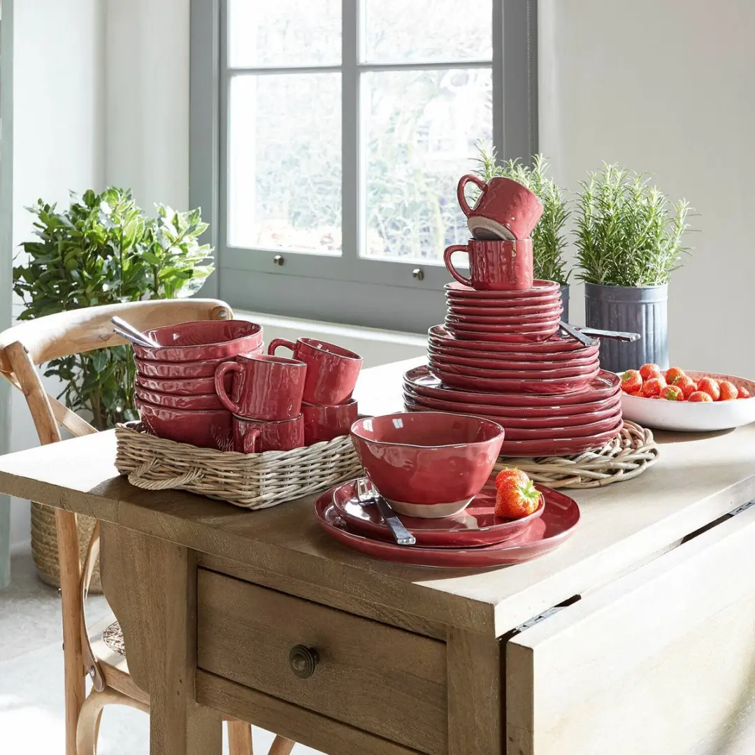 Loberon Biarré Rood Servies Set 30-delig