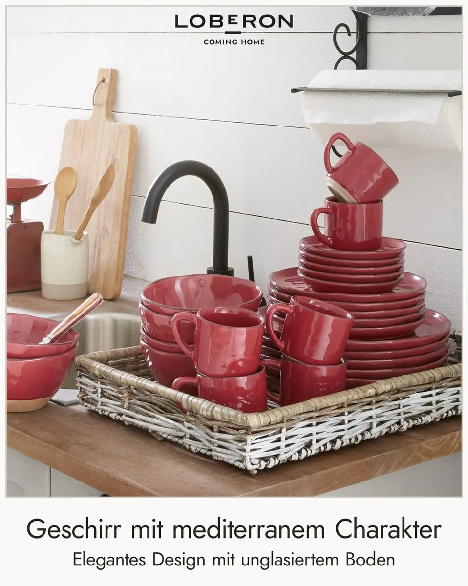 Loberon Biarré Rood Servies Set 30-delig