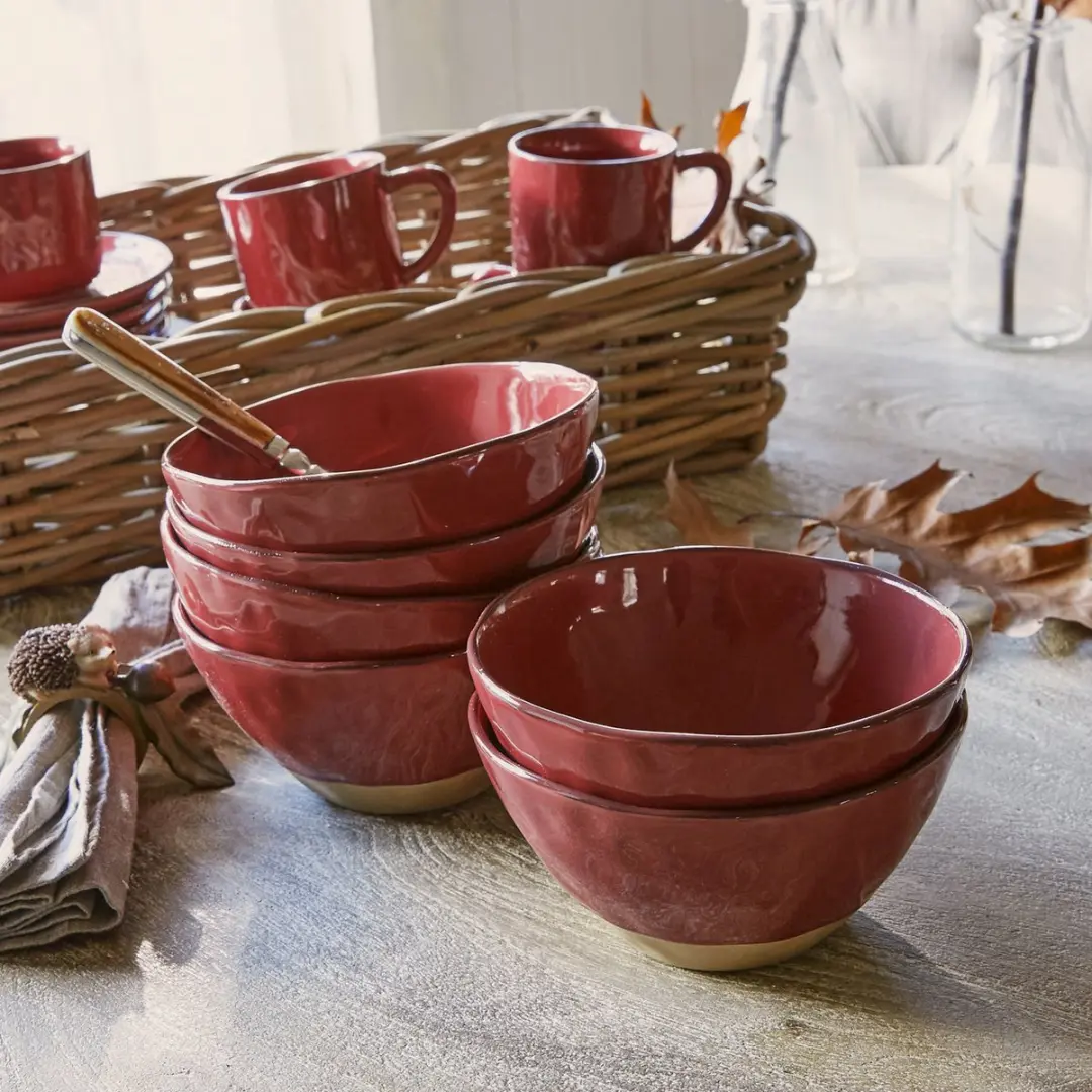 Loberon Biarré Kommen Set - 6 Stuks Rood