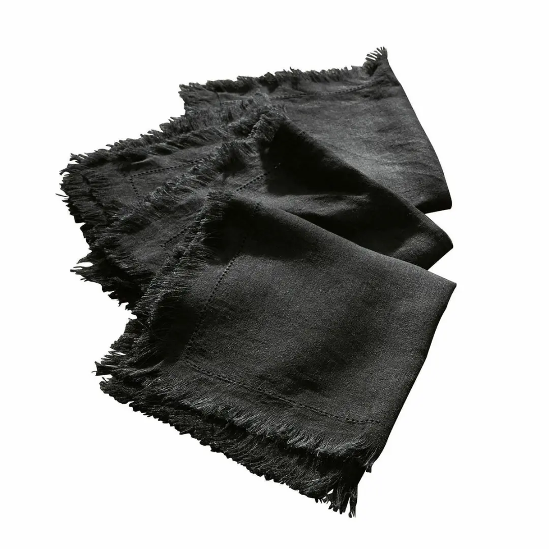 Loberon Pibrac Servetset - 4 Stuks - Zwart