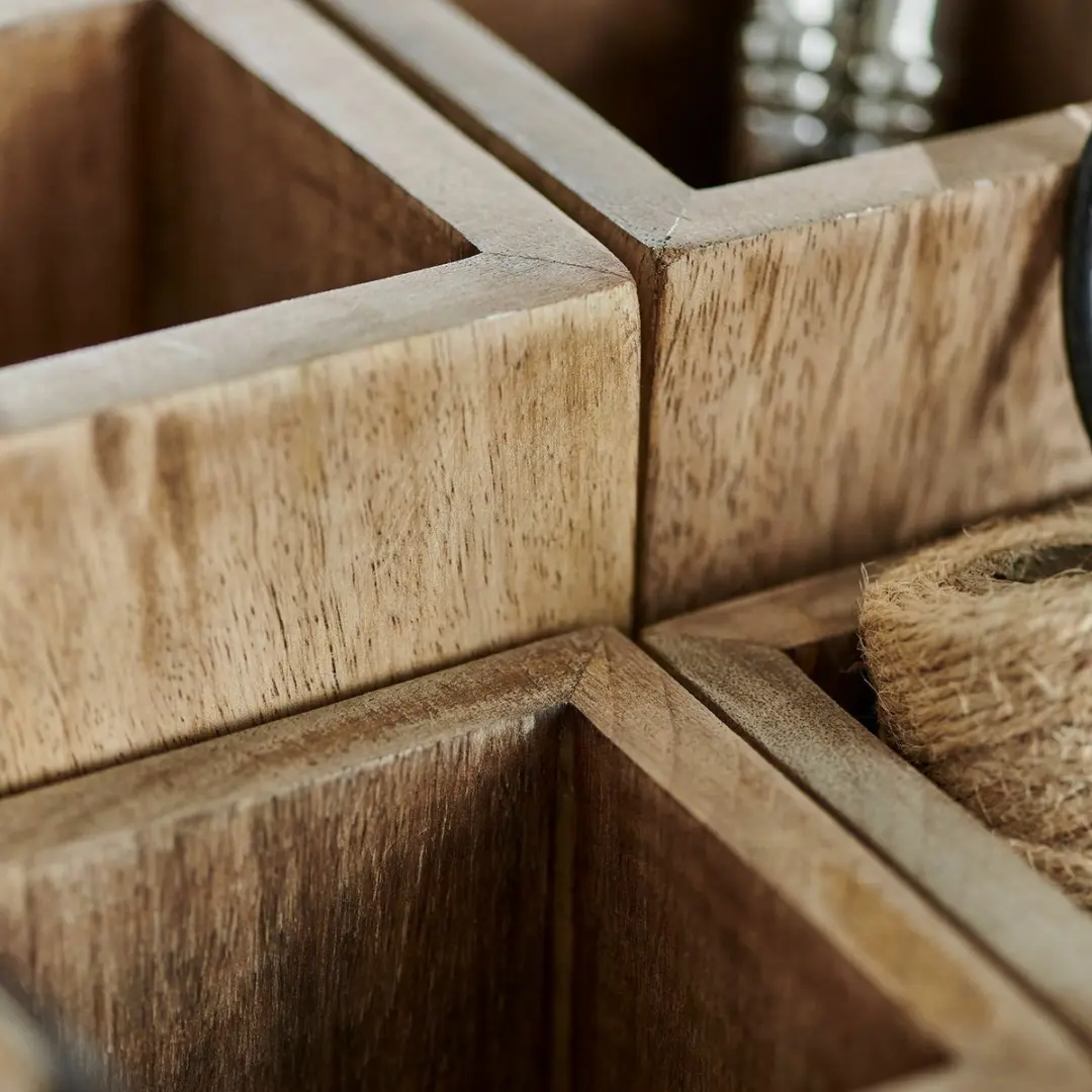 Loberon Organizer met 4 Bakjes - bruin/zwart