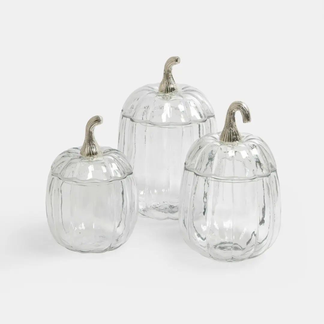 LOBERON Glazen pot set van 3 Alérisse helder/antiekzilverkleurig