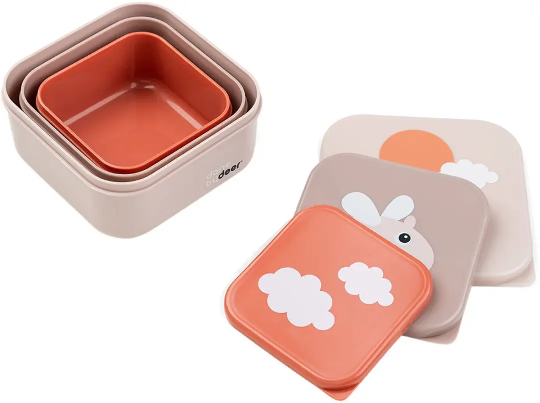 Done By Deer Happy Clouds Snackbox - 3 Stuks Roze - afbeelding 2 van 4