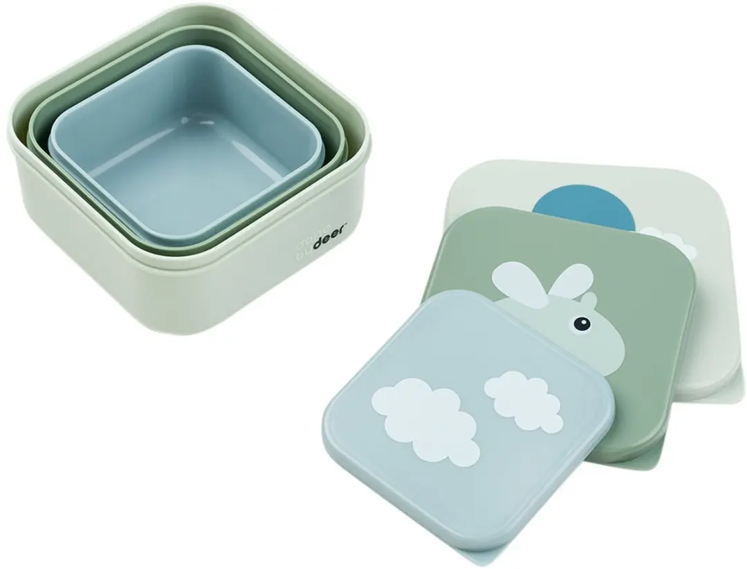 Done By Deer Happy Clouds Snackbox - 3 Stuks Groen - afbeelding 6 van 6