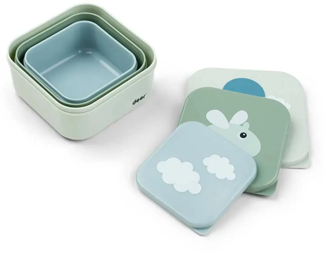 Done By Deer Happy Clouds Snackbox - 3 Stuks Groen - afbeelding 2 van 6