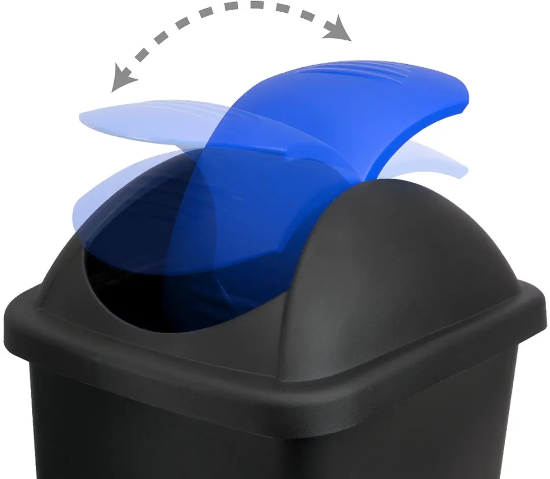 Deuba Vuilnisbak 60L Klapdeksel - Zwart/Blauw - afbeelding 4 van 4