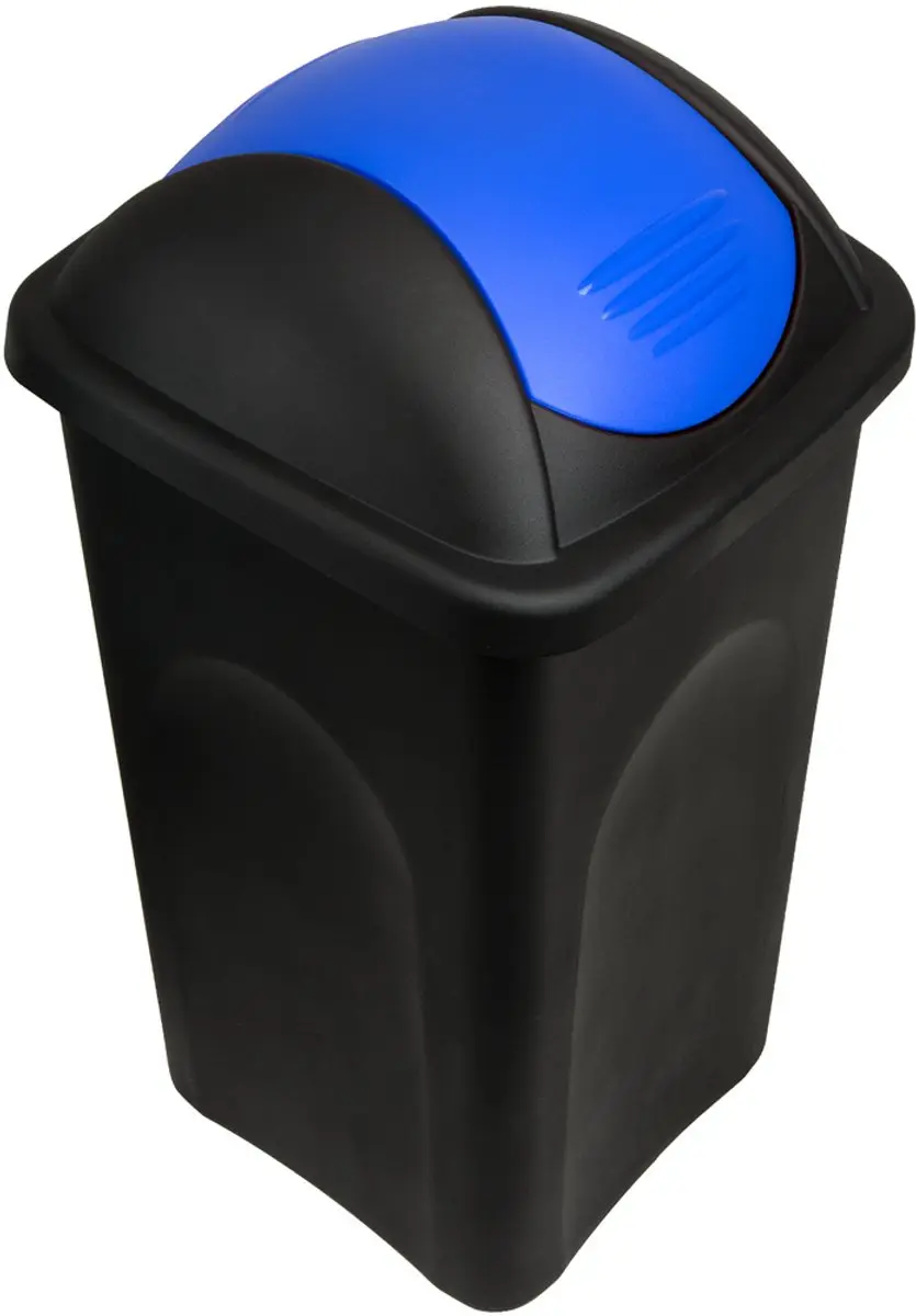 Deuba Vuilnisbak 60L Klapdeksel - Zwart/Blauw - afbeelding 3 van 4