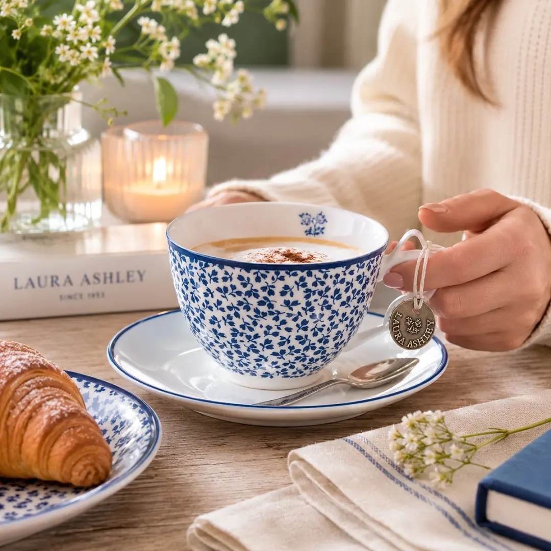 Laura Ashley Blueprint Kop & Schotel Set - Porselein - 260ml