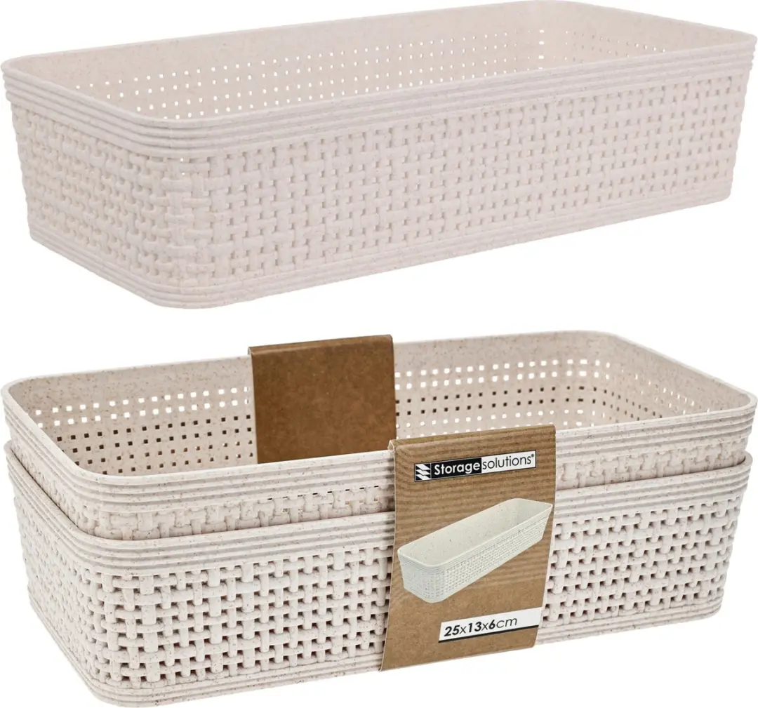 Koopman opbergmandje ratan sand set 2 stuks