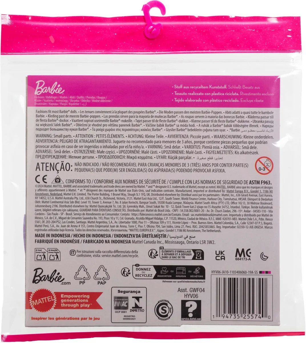 Barbie Fashions HYV06 - Paars