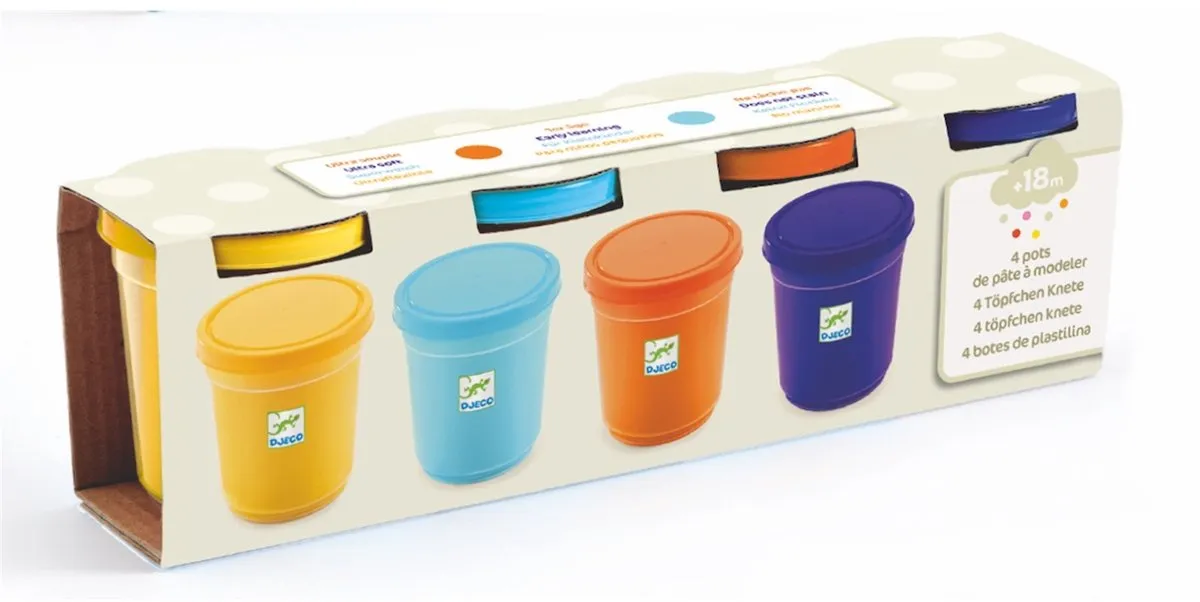 Djeco Extra Zachte Boetseerklei - 4 Kleuren - 2+