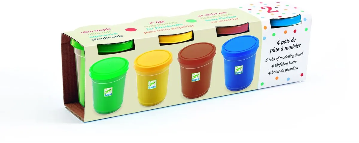Djeco Extra Zachte Boetseerklei - 4 Kleuren - 2+