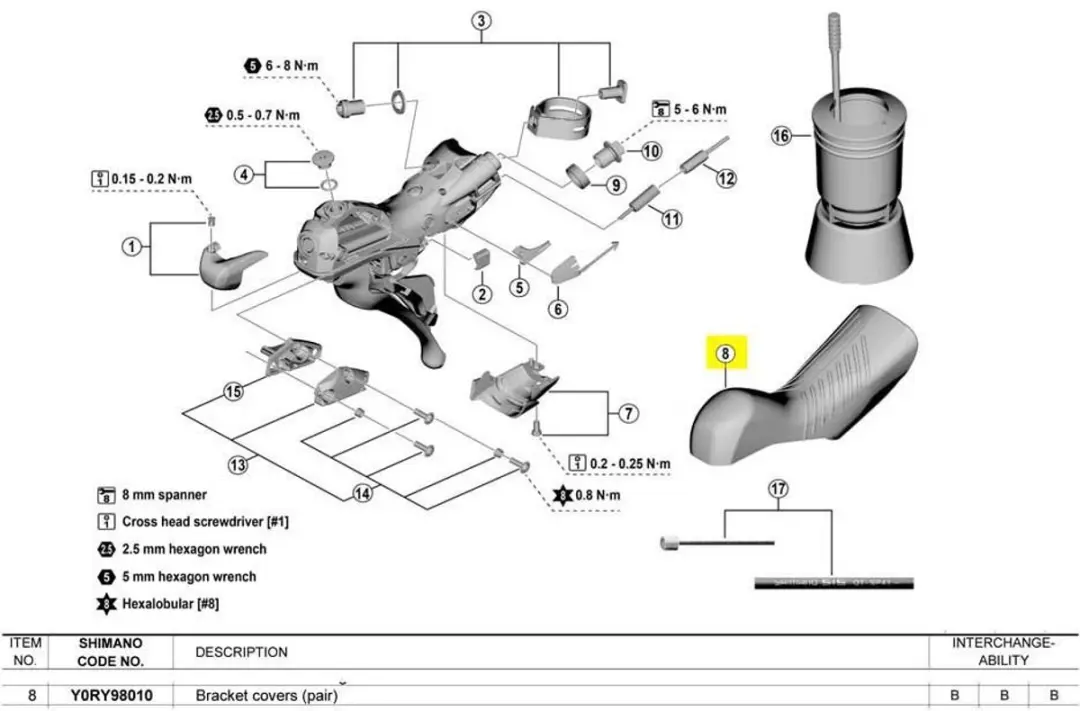 Shimano GRX ST-RX820 Remgreeprubbers - Y0RY98010 - afbeelding 2 van 4