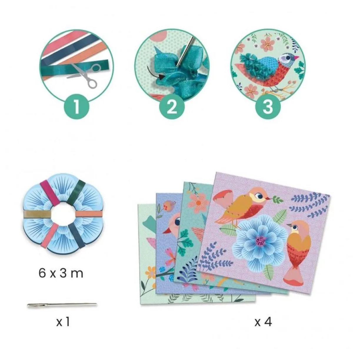 Djeco DJ9488 Satijnen & Organza Linten - 4 Stuks - Multi