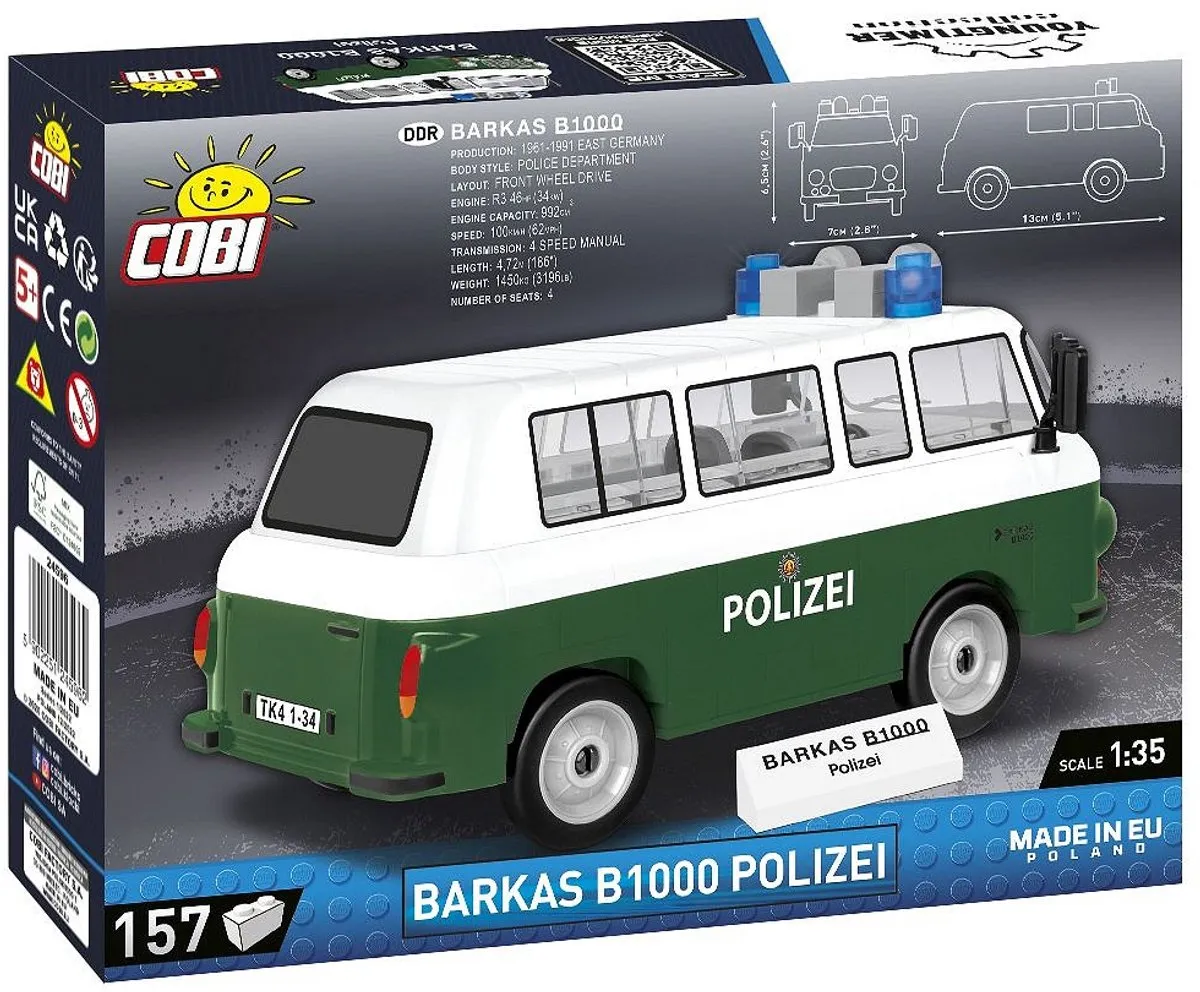 Cobi Barkas B1000 Politie Bouwpakket - Politiewagen COBI-24596 - Groen/Wit