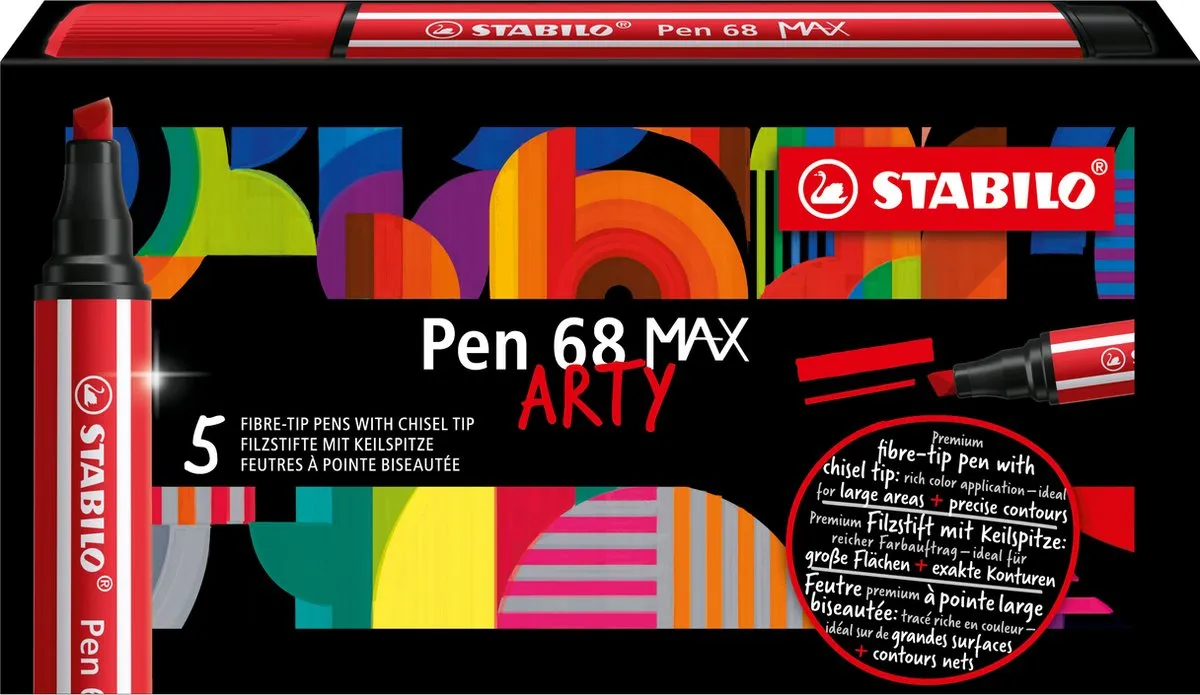 STABILO Pen 68 MAX 46 - Zwart - 5 Stuks