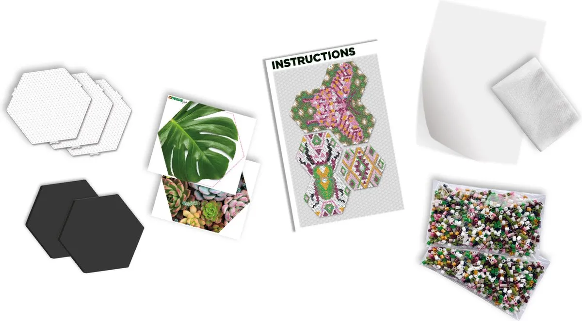 SES Creative Beedz Art Hex Tiles Botanisch - 5000 Strijkkralen