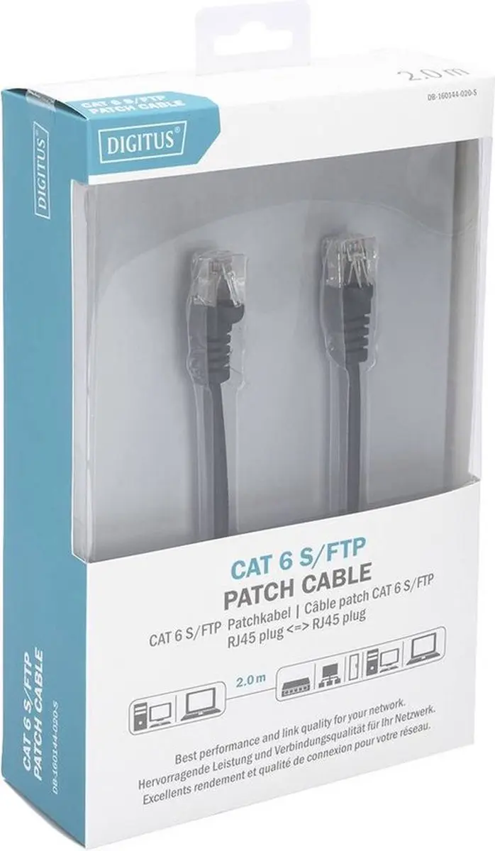 Digitus CAT 6 S-FTP Patchkabel DB-160144-020-S - 2m - Zwart - afbeelding 5 van 6