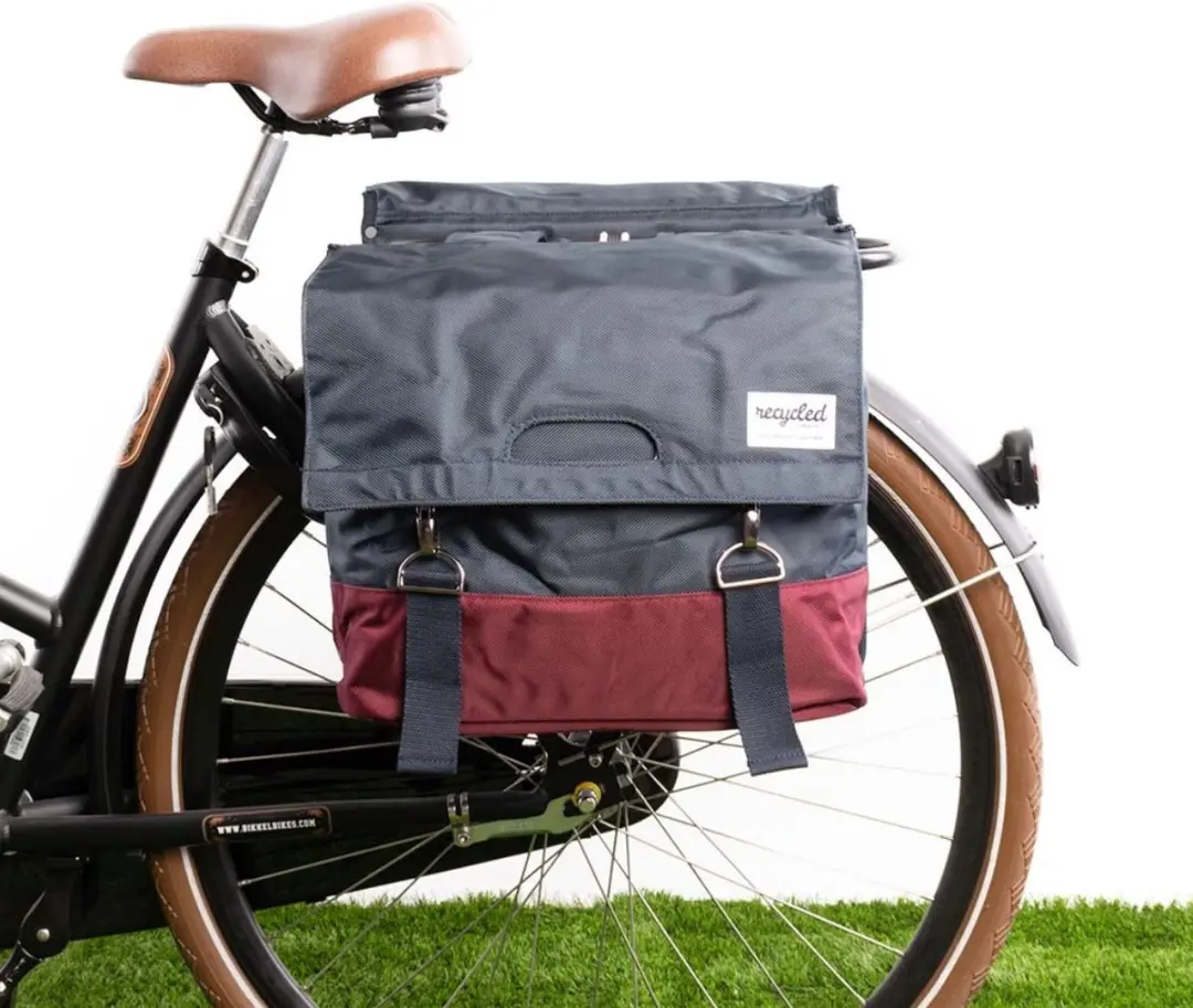 URBAN PROOF 40L Dubbele Fietstas - Bordeauxrood/Grijs - afbeelding 4 van 4