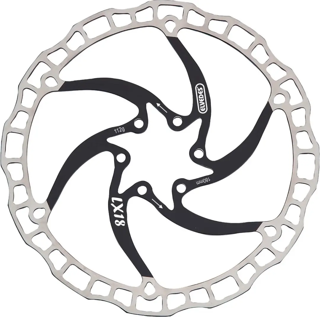 Elvedes Remschijf 180mm 6-Gaats - Zwart/Zilver - afbeelding 4 van 4