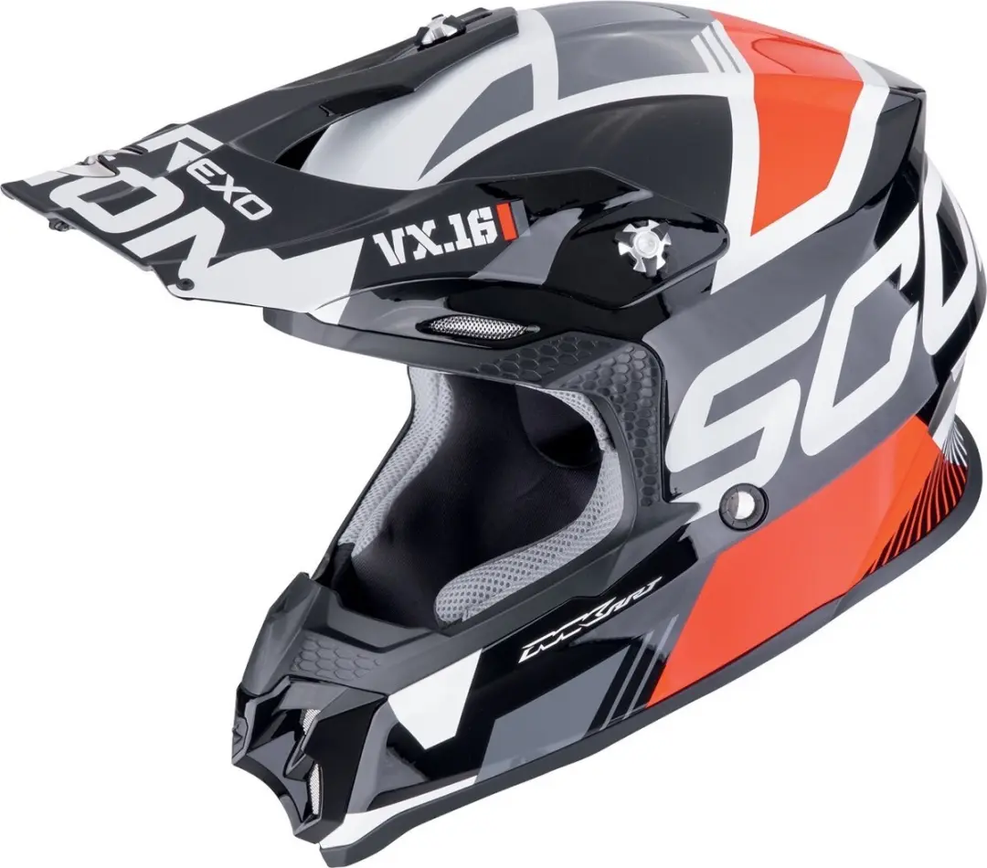 Scorpion VX-16 Evo Air Analog Zwart Wit Rood Crosshelm