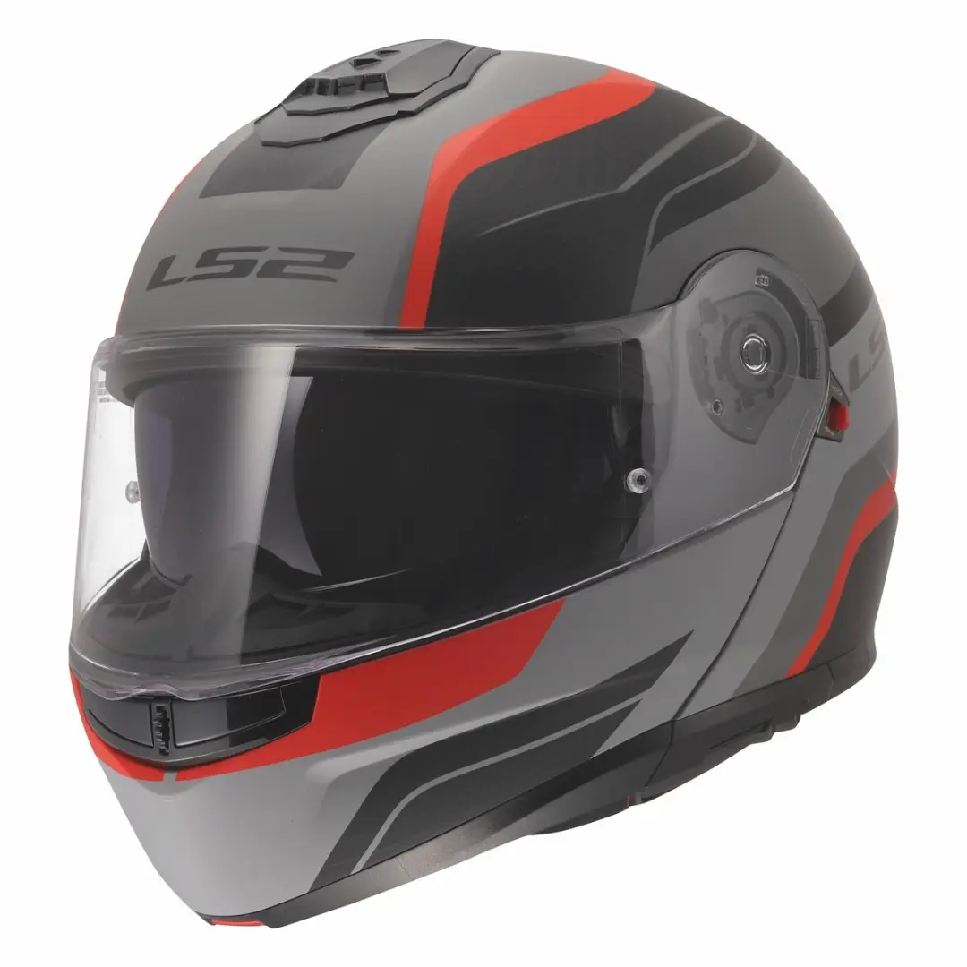LS2 FF908 Strobe II systeem helm Monza mat zwart grijs rood XL