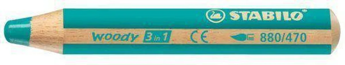 STABILO Woody 3-in-1 Potlood - Turquoise - 5 Stuks