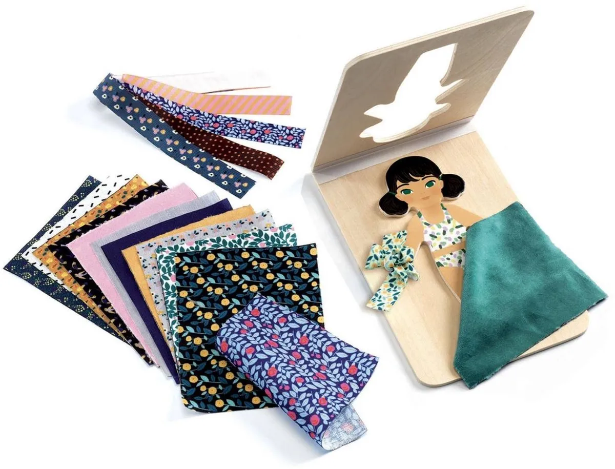 Djeco Jolizabi Ontwerpset - 14 Stofjes & 5 Linten - Multicolor